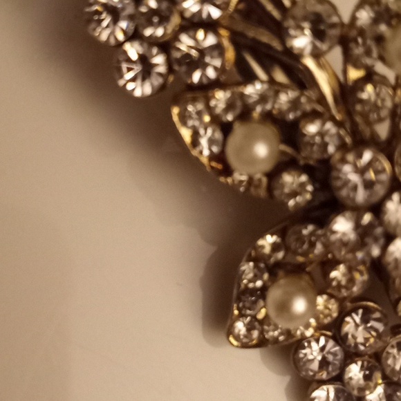 Vintage Bridal Reinstone Pearls Hair Wedding Prom Barrett main image 10
